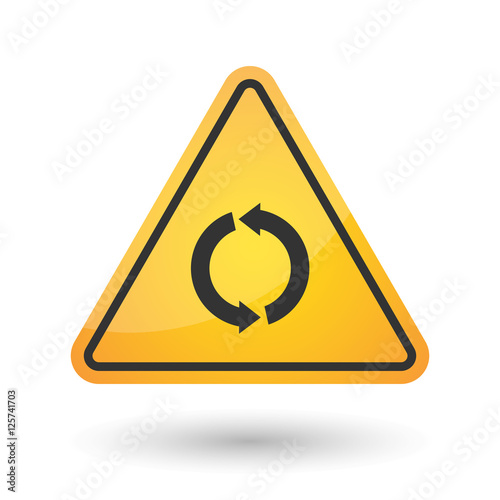 Isolated danger signal icon with a round recycle sign