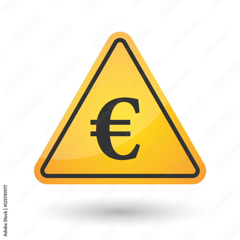 Isolated danger signal icon with an euro sign Isolated danger signal icon with an euro sign