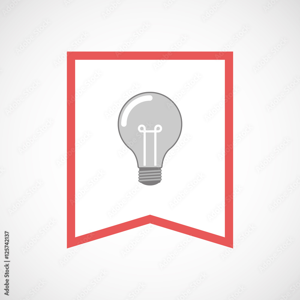 Isolated line art ribbon icon with a light bulb Isolated line art ribbon icon with a light bulb