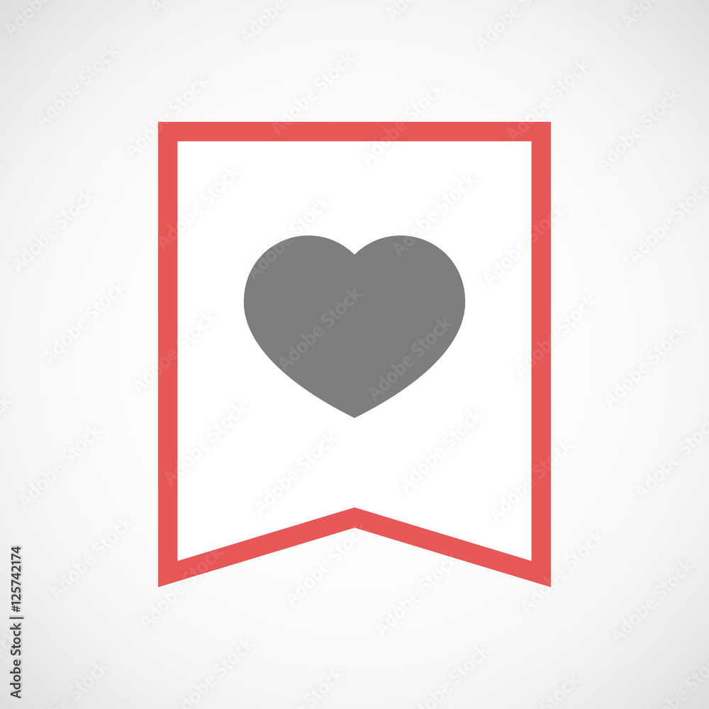 Isolated line art ribbon icon with a heart