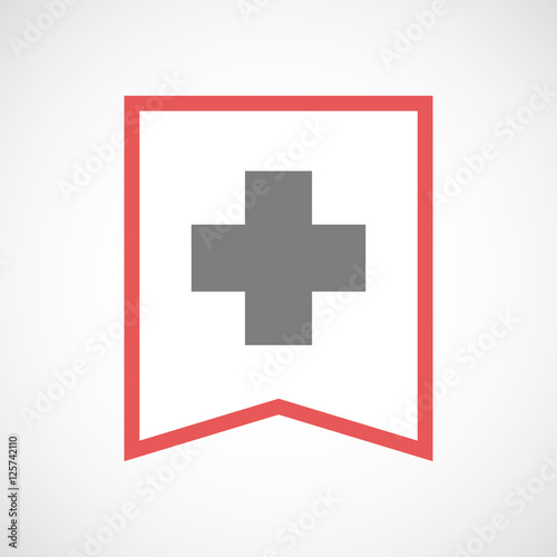 Isolated line art ribbon icon with a pharmacy sign