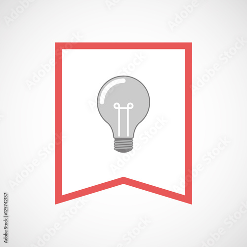 Isolated line art ribbon icon with a light bulb
