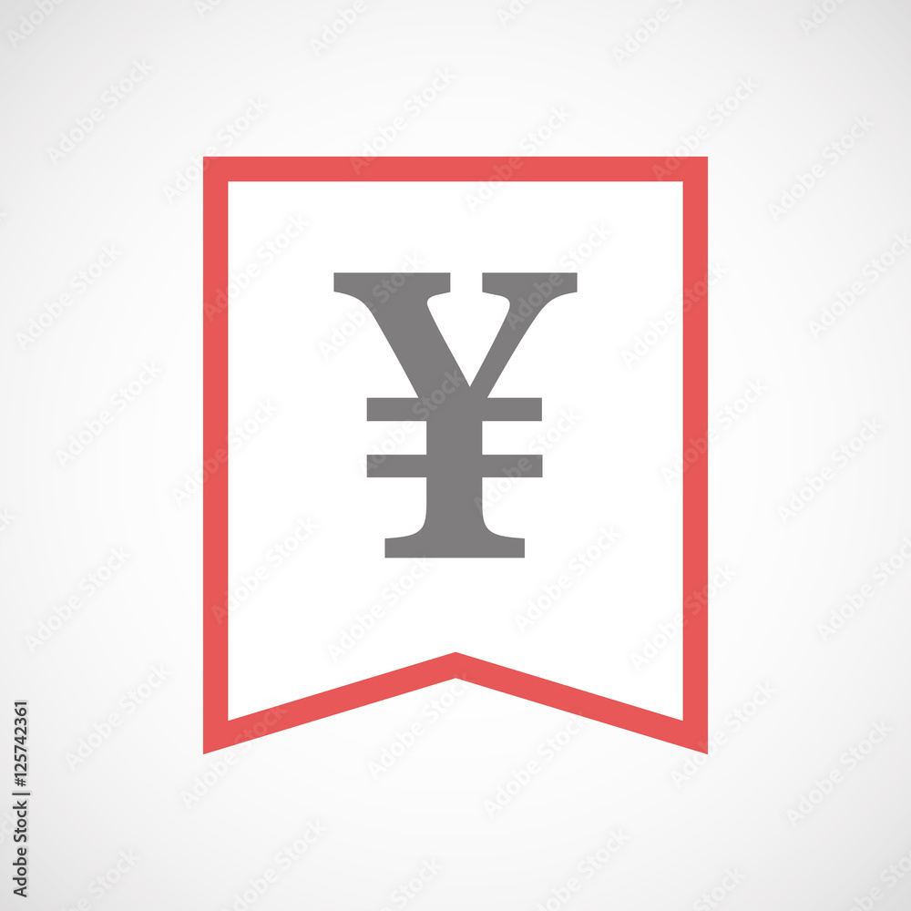 Obraz premium Isolated line art ribbon icon with a yen sign
