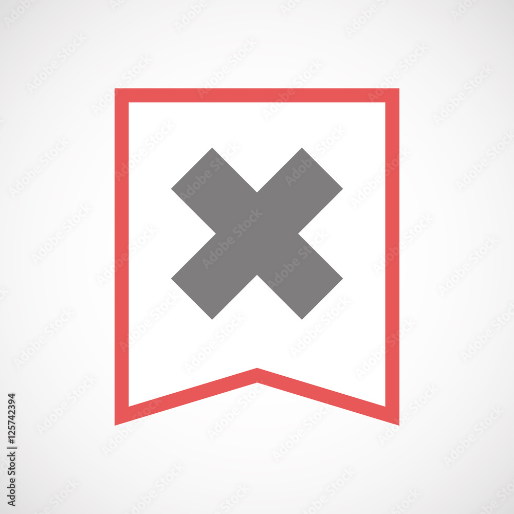 Isolated line art ribbon icon with an x sign Isolated line art ribbon icon with an x sign