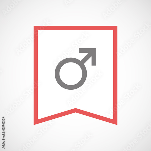 Isolated line art ribbon icon with a male sign