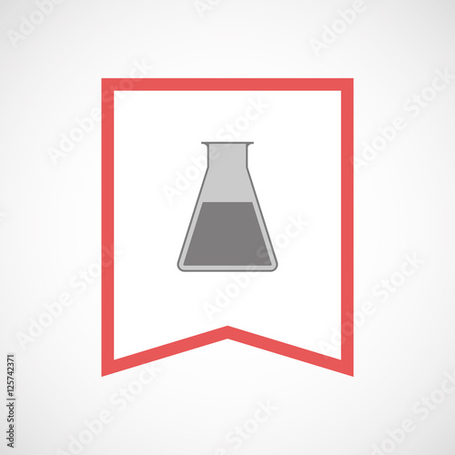 Isolated line art ribbon icon with a flask