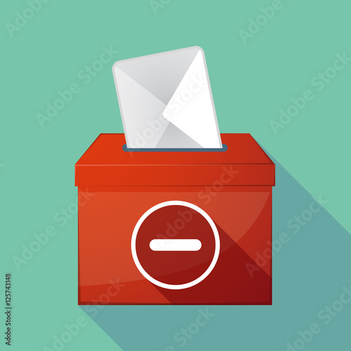 Long shadow coloured ballot box icon with a subtraction sign