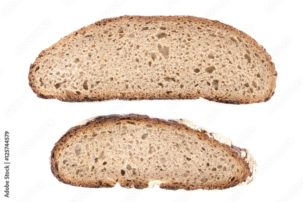 Brotscheiben Brot Graubrot Freisteller Aufsicht Brotscheiben Brot Graubrot Freisteller Aufsicht