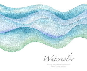 Abstract wave watercolor painted background. Paper texture.