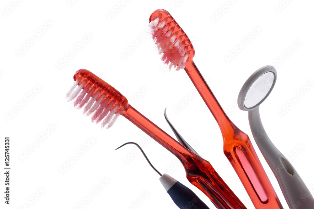 Dentist tools and toothbrushes Dentist tools and toothbrushes