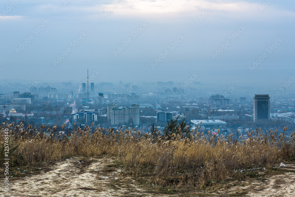 sunset over the city, Kazakhstan, Almaty sunset over the city, Kazakhstan, Almaty