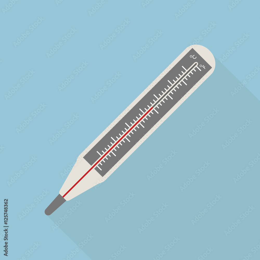 Medical thermometer or thermometer icon on flat style. Medical thermometer or thermometer icon on flat style.