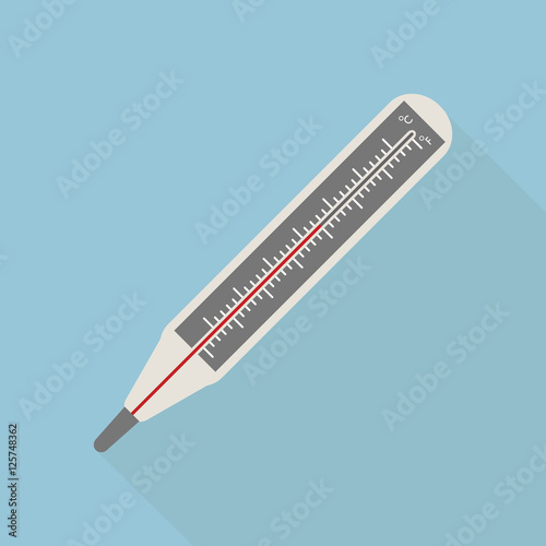 Medical thermometer or thermometer icon on flat style.