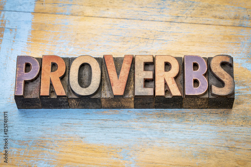 proverbs word abstract in wood type photo