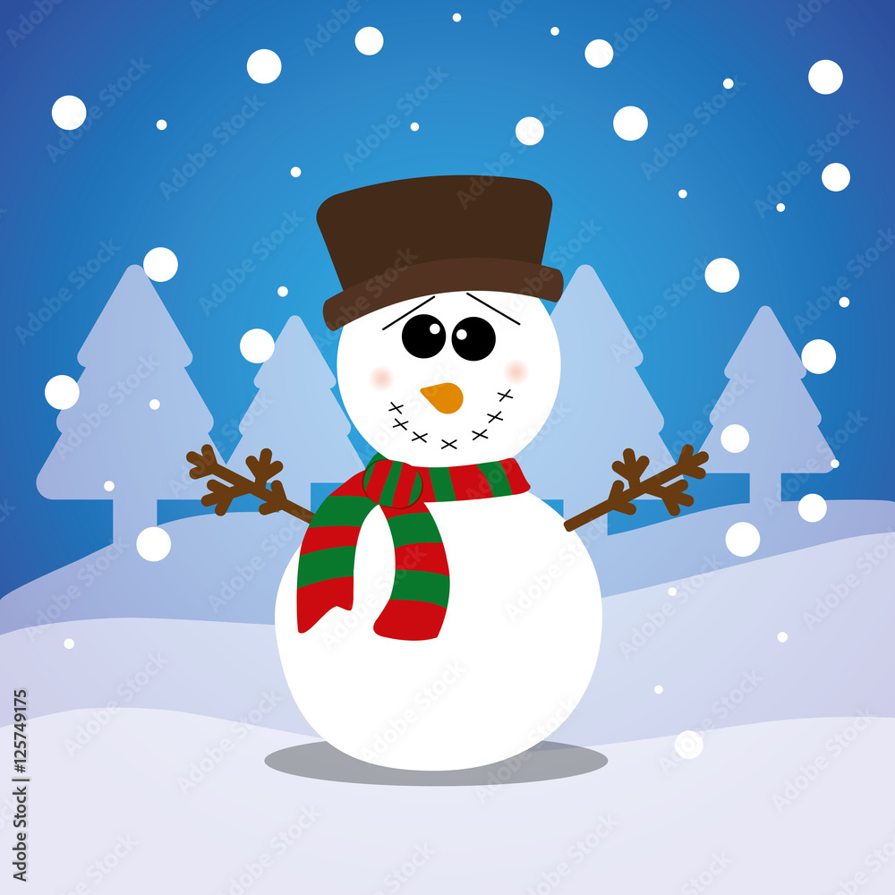 Naklejka premium Merry christmas snowman card icon vector illustration graphic design