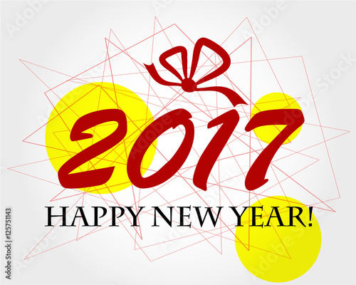 yellow new year 2017 card with lines
