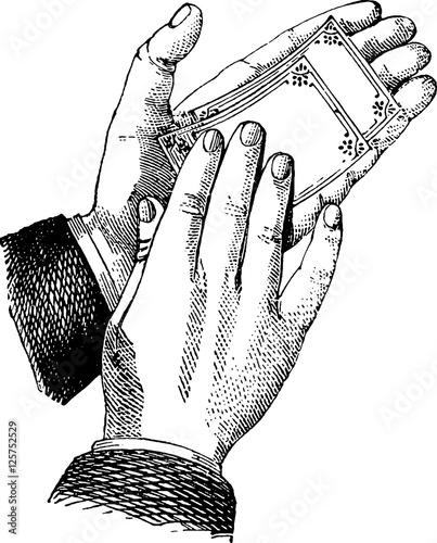 Vintage image hand with card