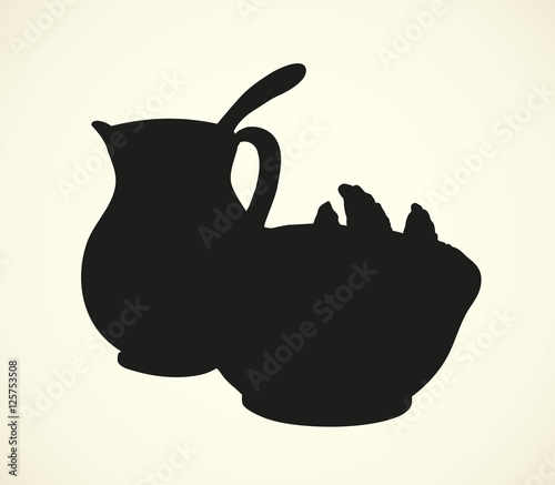 Vector still life. Traditional Ukrainian dish: dumplings with so