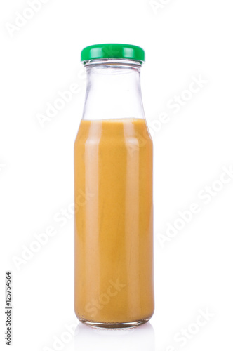 Mustard. Yellow sauce bottle. On white, isolated background.