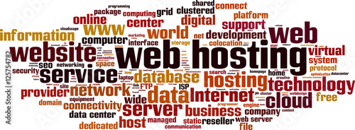 Web hosting word cloud concept. Vector illustration
