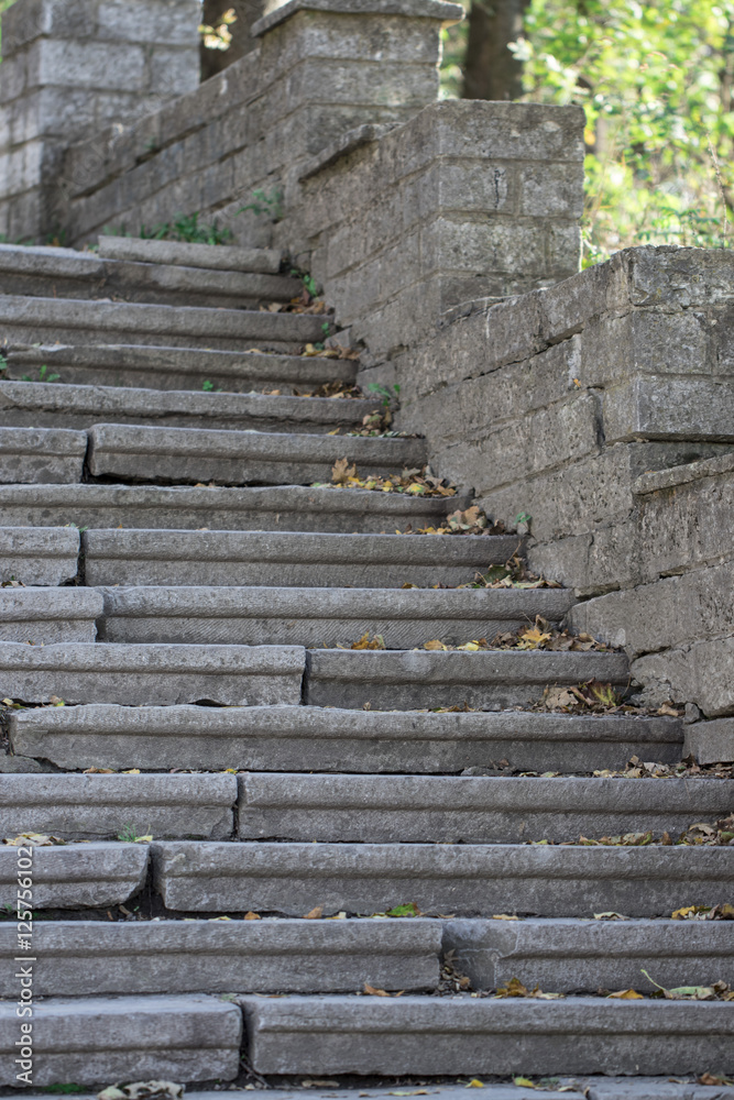 beautiful old stone stairs natural dark stone diabase with stone