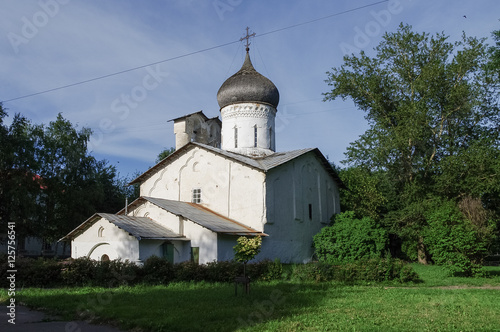 Medieval traditional orthodox church in Pskov historic center, Russia