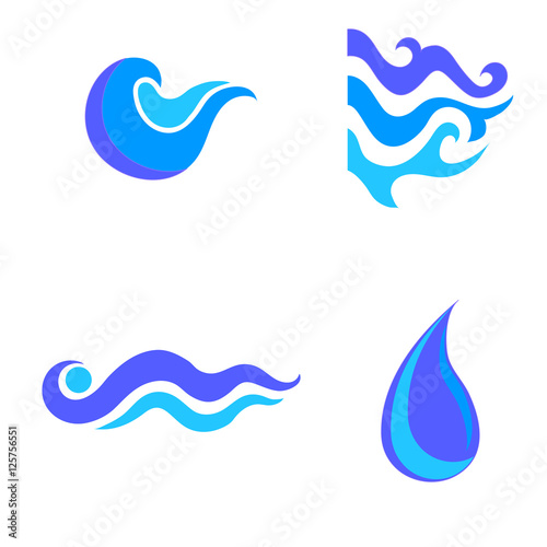 Set of Water Icons Isolated on White Background