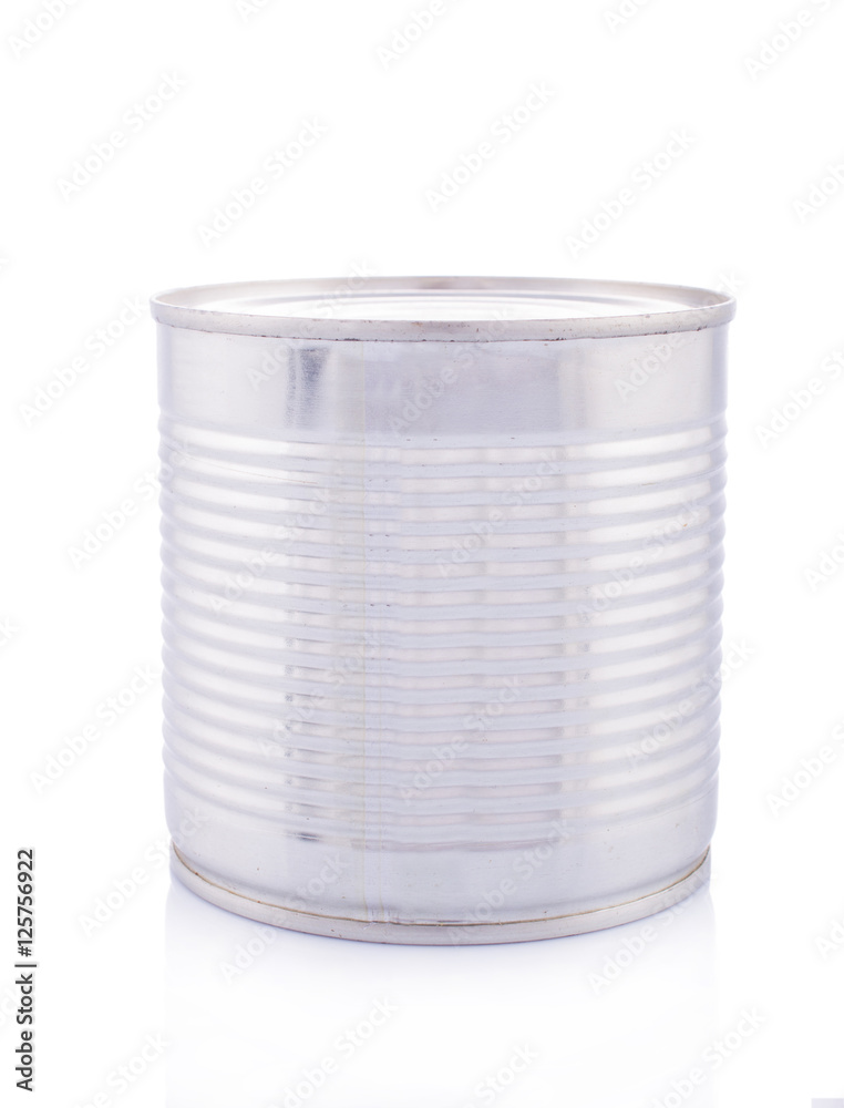 Silver, metal canning bank. On white, isolated background. Silver, metal canning bank. On white, isolated background.