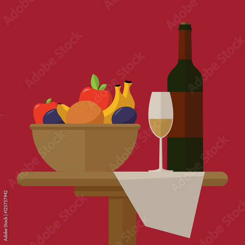 fruit wine glass  dinner-wagon romanticism icon flat style red b