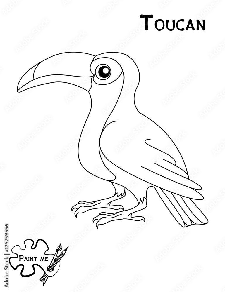 Fototapeta premium Children's coloring book that says Paint me. Toucan