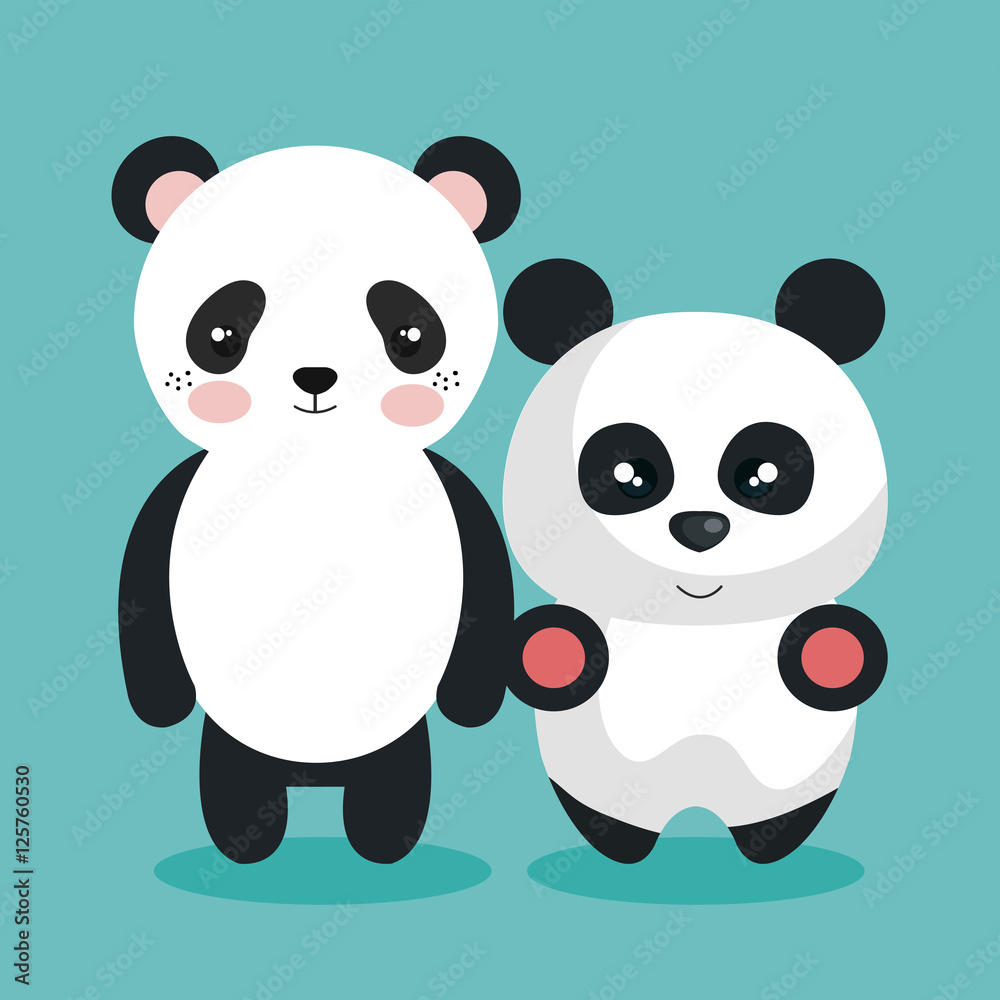 Obraz premium cute couple stuffed animals vector illustration design