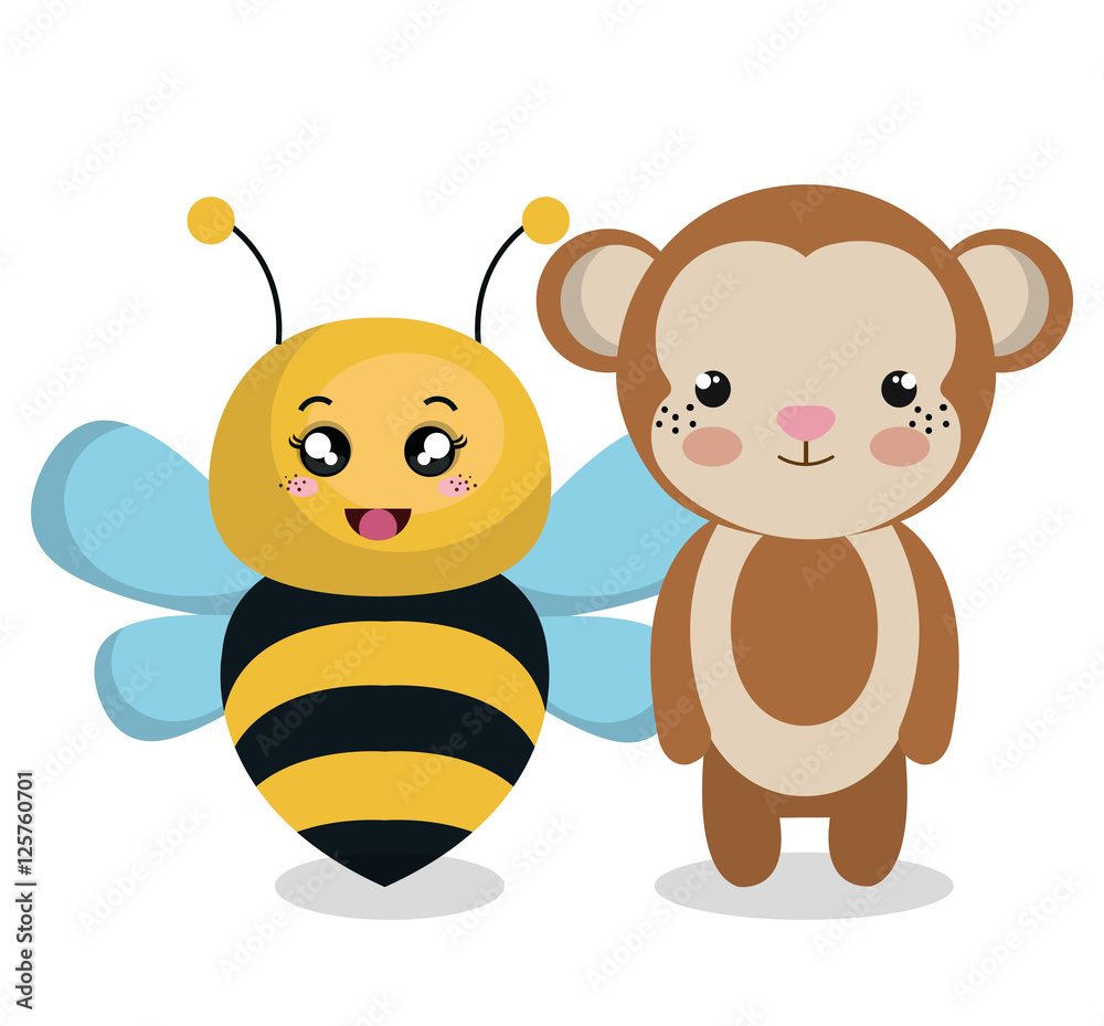 Fototapeta premium cute couple stuffed animals vector illustration design