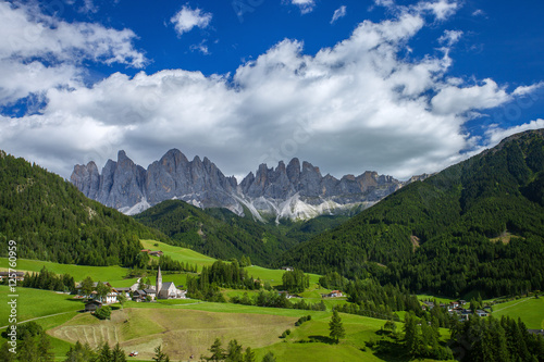 Santa Magdalena and Dolomites mountains, Vall di Funes, South Tyrol, Italy
