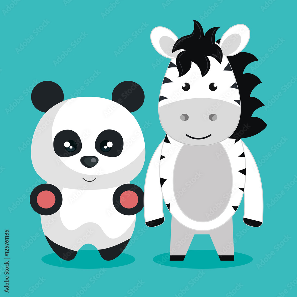 Naklejka premium cute couple stuffed animals vector illustration design