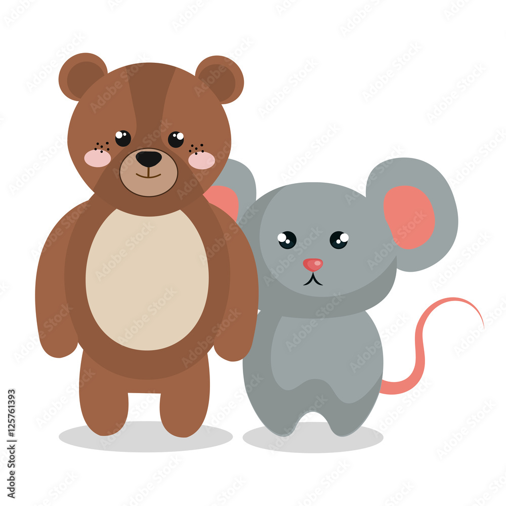 Fototapeta premium cute couple stuffed animals vector illustration design