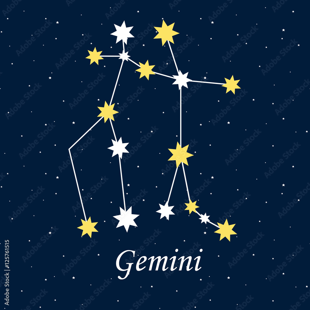 constellation Gemini zodiac horoscope astrology stars night illu