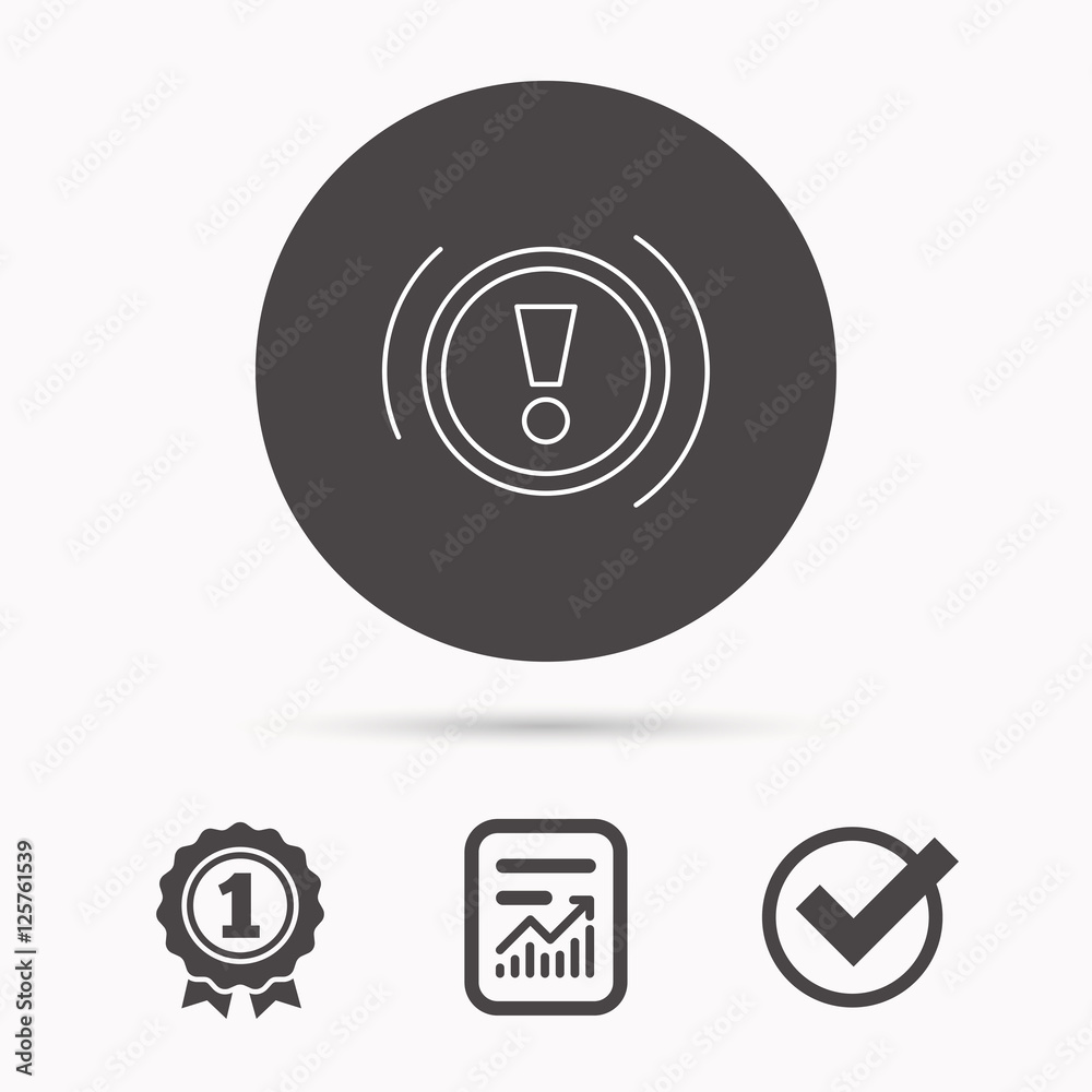 Warning icon. Dashboard attention sign. Caution exclamation mark symbol ...