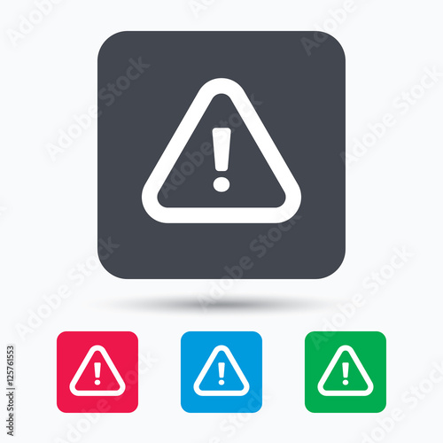 Free Download Warning icon. Attention exclamation mark symbol. Colored square buttons with flat web icon. Vector - GFXLoad