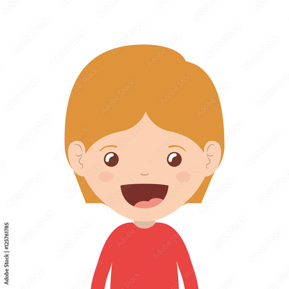 cartoon boy smiling and wearing casual clothes icon over white background. happy kid. vector illustration