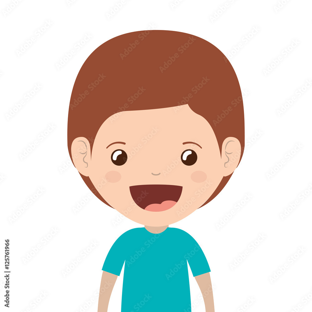 cartoon boy smiling and wearing casual clothes icon over white background. happy kid. vector illustration