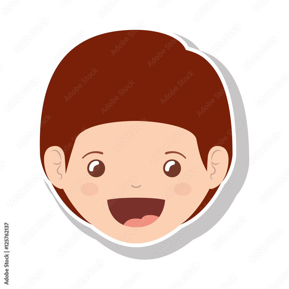 cartoon boy smiling icon over white background. happy kid. vector illustration