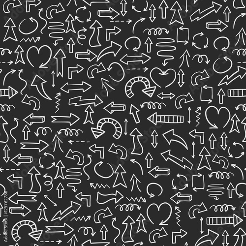 Doodles seamless pattern vector set.