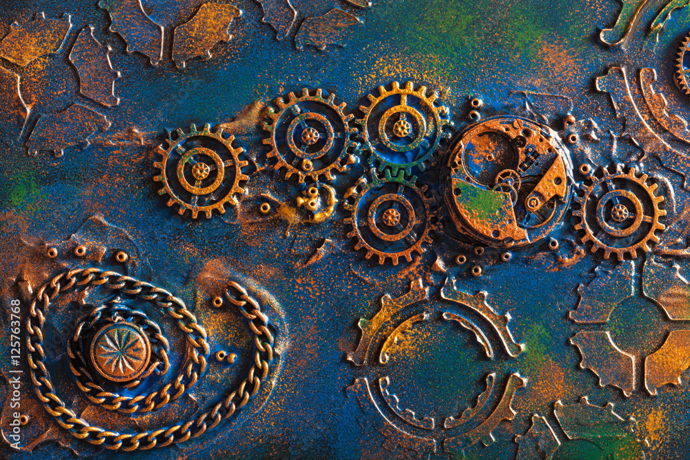 handmade steampunk background mechanical cogs wheels