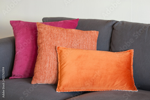 colorful cushion on sofa cozy home autumn