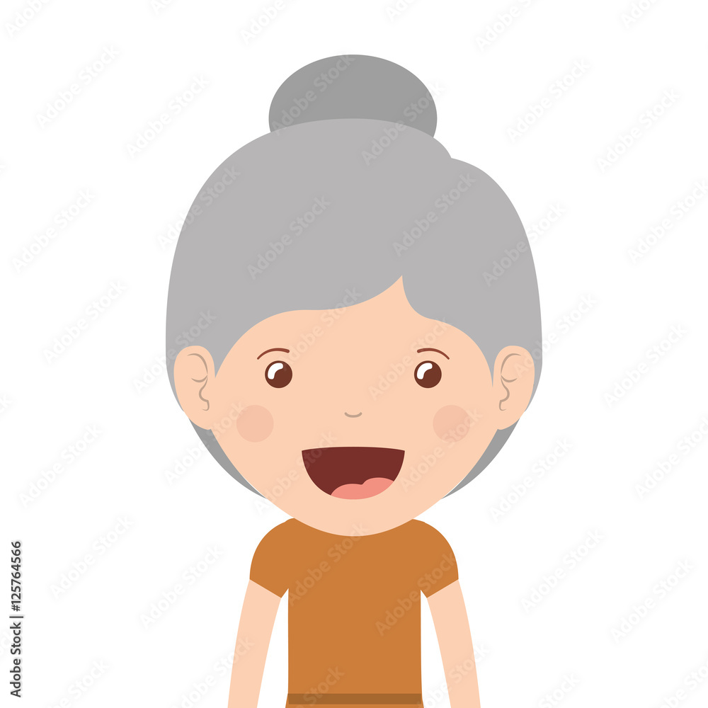 cartoon happy old woman wearing beautiful blouse icon over white background. vector illustration cartoon happy old woman wearing beautiful blouse icon over white background. vector illustration