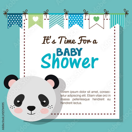 baby shower invitation with stuffed animal vector illustration design
