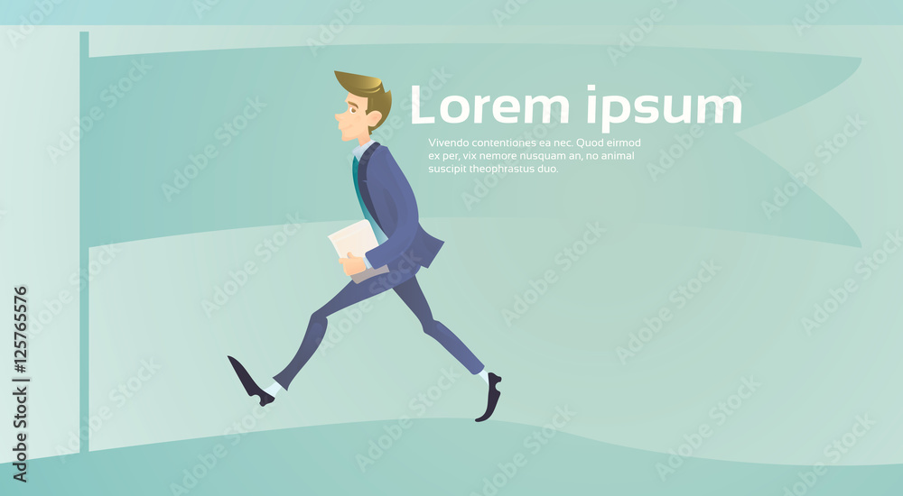 Walking Hurry Business Man Go Make Step Flat Vector Illustration Walking Hurry Business Man Go Make Step Flat Vector Illustration