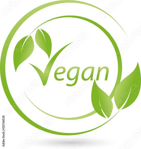 Vegetarisches Logo mit Blättern, Vegan, Pflanze