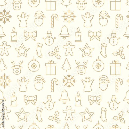 gold christmas seamless pattern icons background