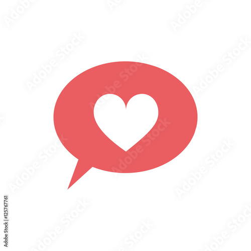 speech bubble with heart icon inside over white background. love symbol. vector illustration